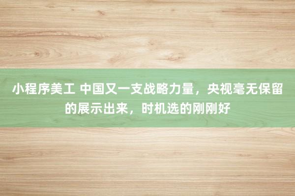 小程序美工 中国又一支战略力量，央视毫无保留的展示出来，时机选的刚刚好